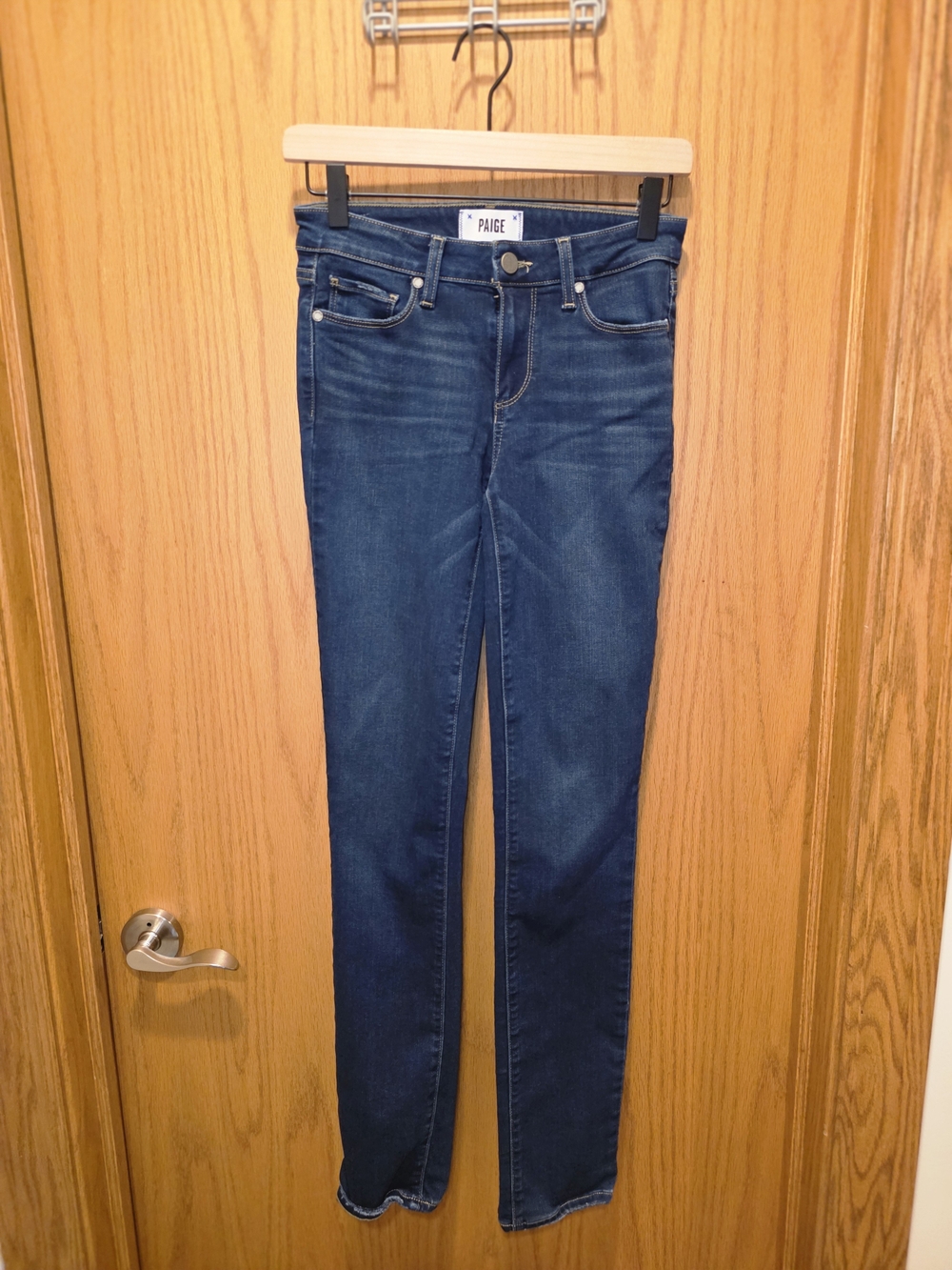 PAIGE Skyline Skinny Jeans in Dark Blue